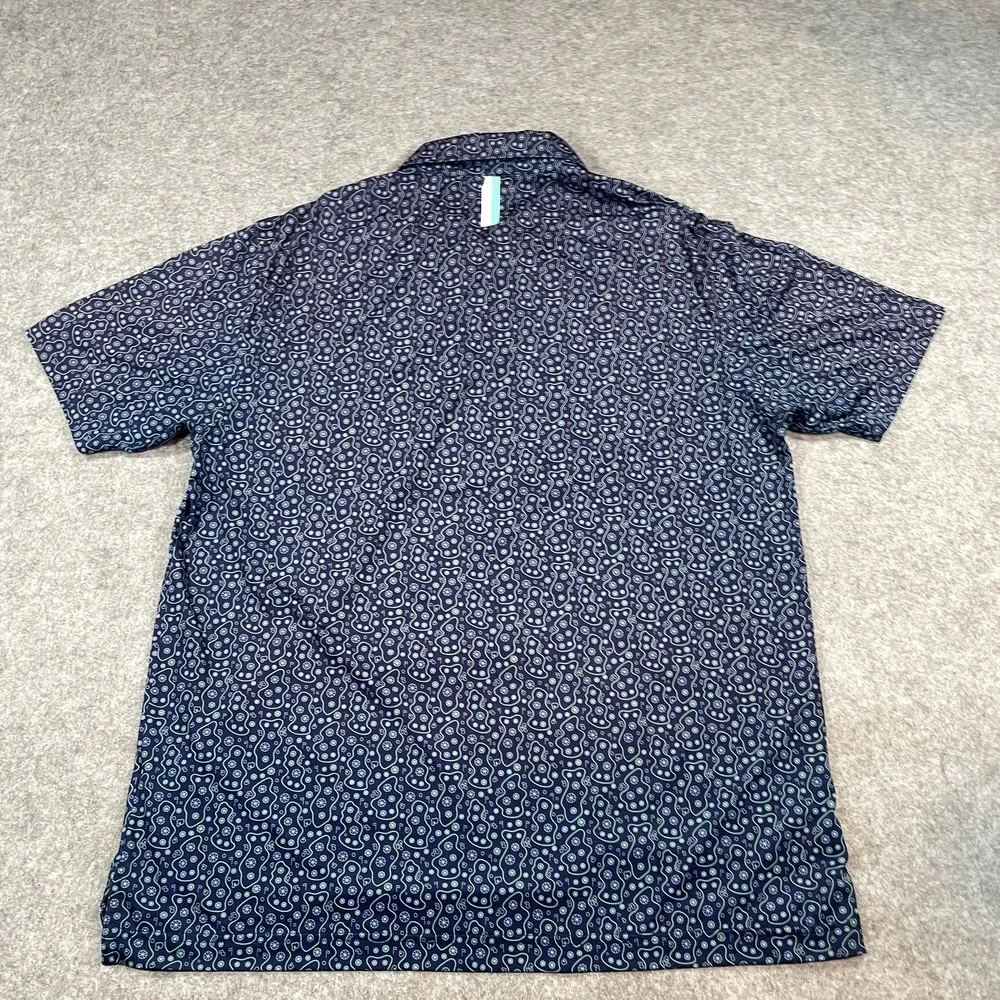 Rhoback Mens Polo Shirt XL Golf Course Abstract Performance Navy Blue